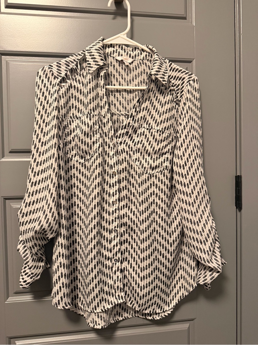 Candie's Black and White Printed Button-Down Shirt